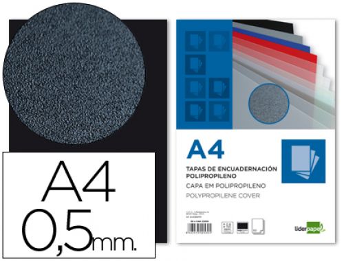 Capa de encadernacao liderpapel polipropileno din a4 0.5 mm preta pack de 100 unidades , Liderpapel , 64042 , 8423473225381